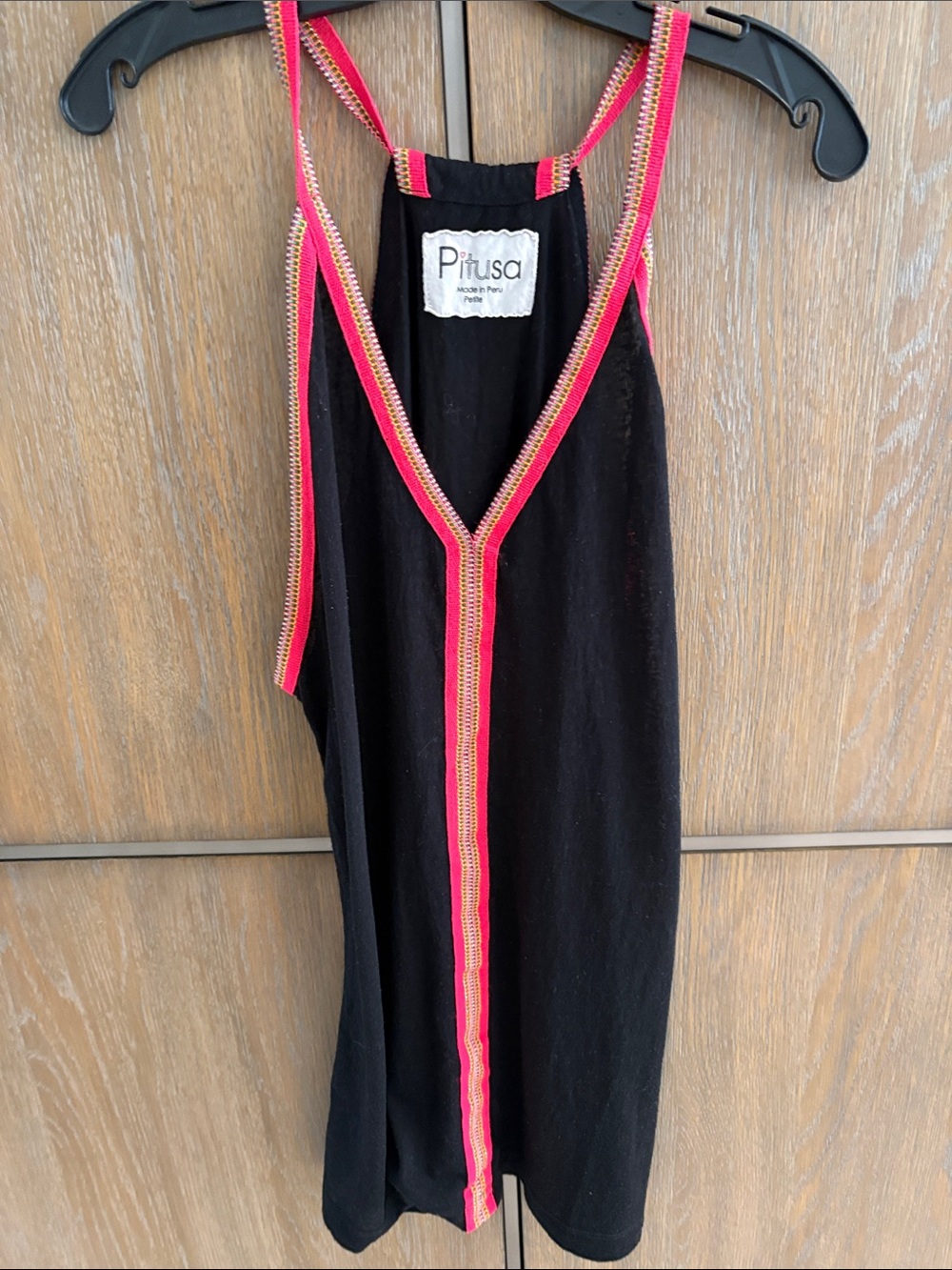Pitusas Black Tank cover up Dress with Pink Trim